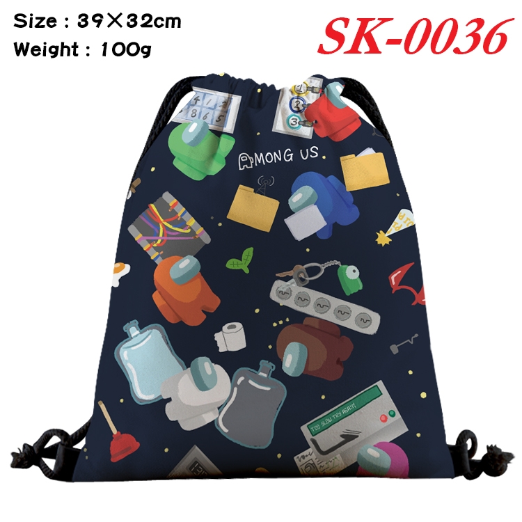 among-us Gaming Waterproof Nylon Full Color Drawstring Pocket 39x32cm SK-0036