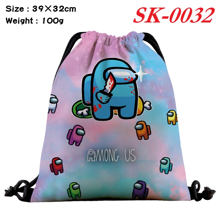 among-us Gaming Waterproof Nylon Full Color Drawstring Pocket 39x32cm SK-0032