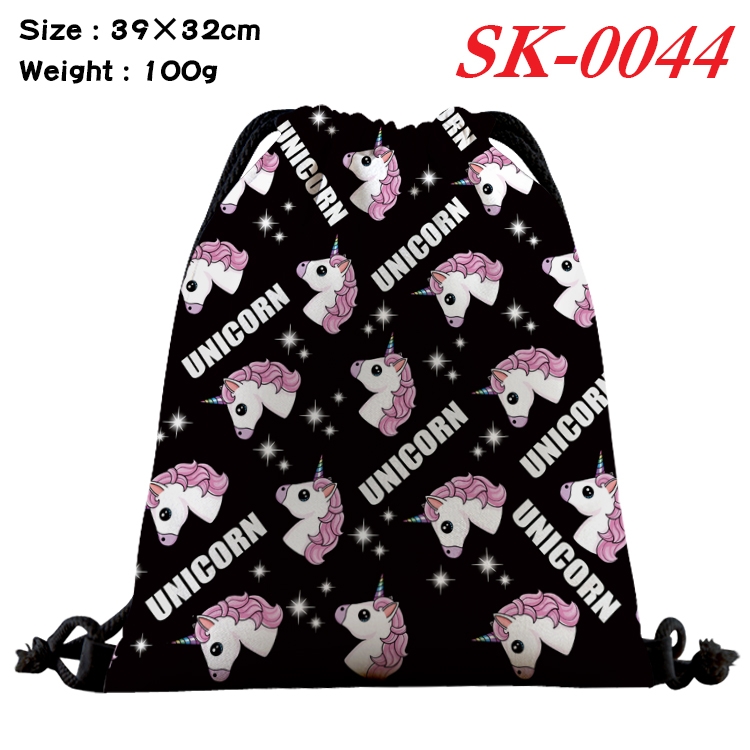 Unicorn cartoon Waterproof Nylon Full Color Drawstring Pocket 39x32cm  SK-0044