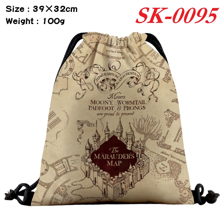 Harry Potter cartoon Waterproof Nylon Full Color Drawstring Pocket 39x32cm  SK-0095