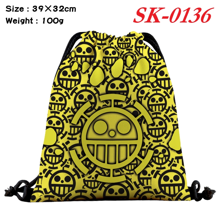 One Piece cartoon Waterproof Nylon Full Color Drawstring Pocket 39x32cm  SK-0136