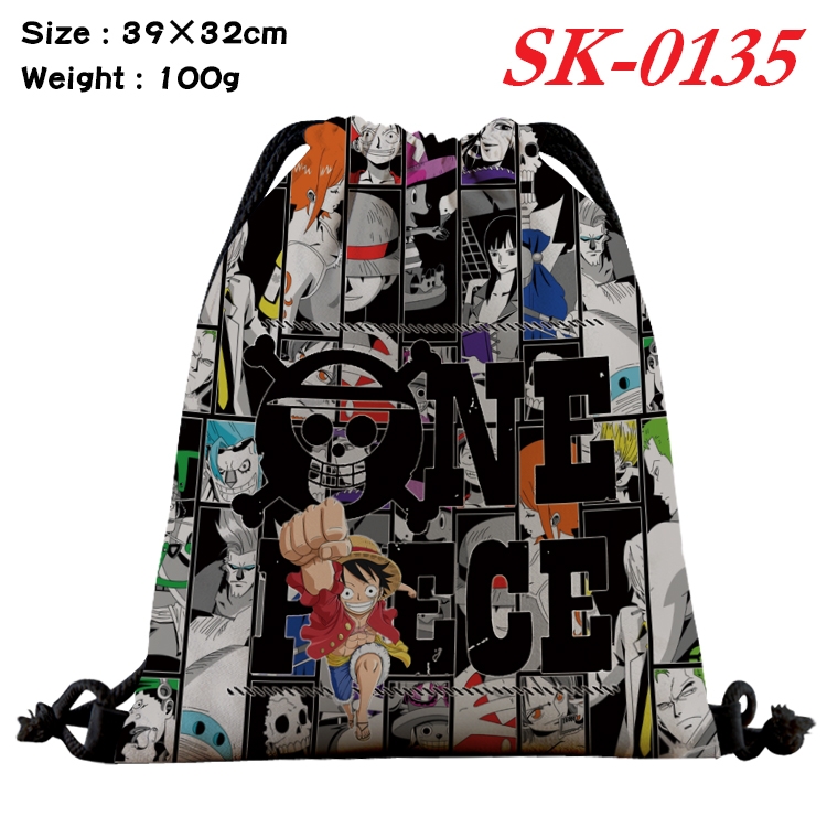 One Piece cartoon Waterproof Nylon Full Color Drawstring Pocket 39x32cm  SK-0135