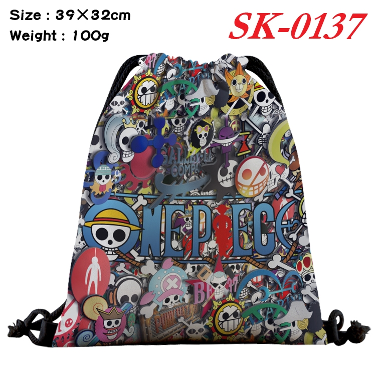 One Piece cartoon Waterproof Nylon Full Color Drawstring Pocket 39x32cm  SK-0137