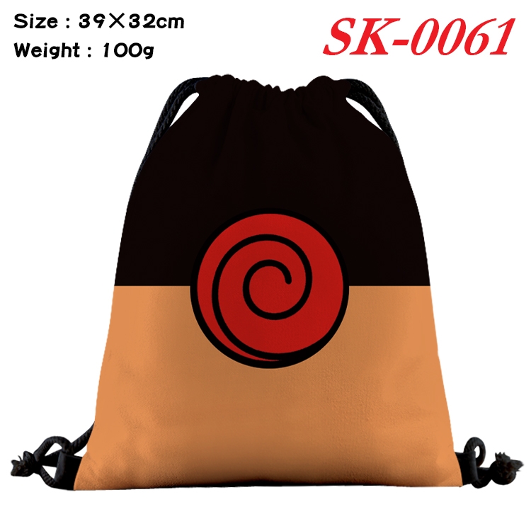 Naruto cartoon Waterproof Nylon Full Color Drawstring Pocket 39x32cm  SK-0061