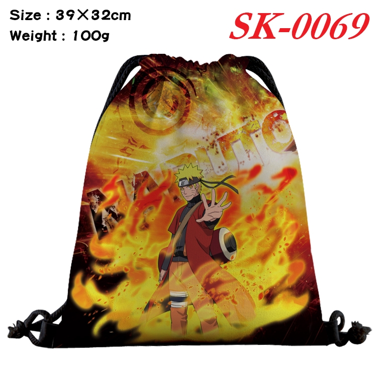 Naruto cartoon Waterproof Nylon Full Color Drawstring Pocket 39x32cm  SK-0069