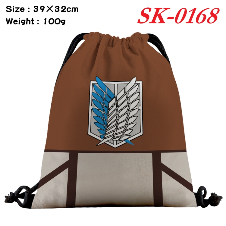 Shingeki no Kyojin cartoon Waterproof Nylon Full Color Drawstring Pocket 39x32cm  SK-0168