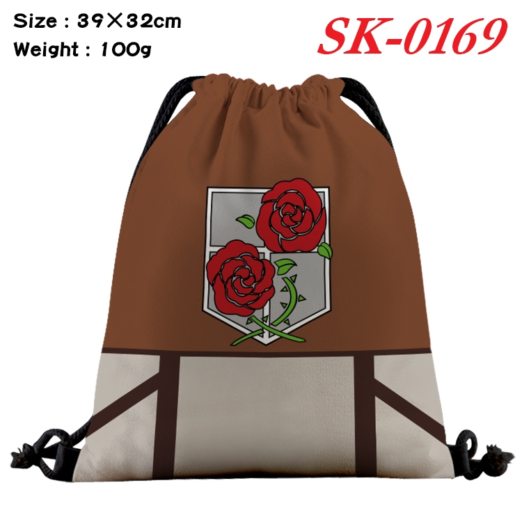 Shingeki no Kyojin cartoon Waterproof Nylon Full Color Drawstring Pocket 39x32cm SK-0169