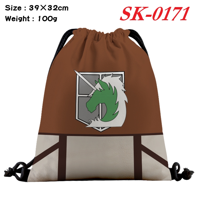 Shingeki no Kyojin cartoon Waterproof Nylon Full Color Drawstring Pocket 39x32cm  SK-0171