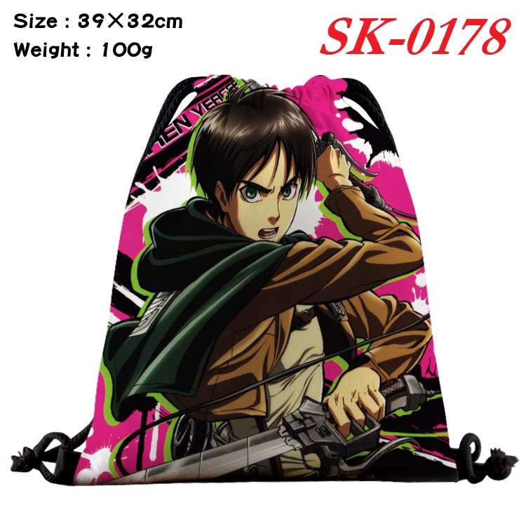 Shingeki no Kyojin cartoon Waterproof Nylon Full Color Drawstring Pocket 39x32cm SK-0178