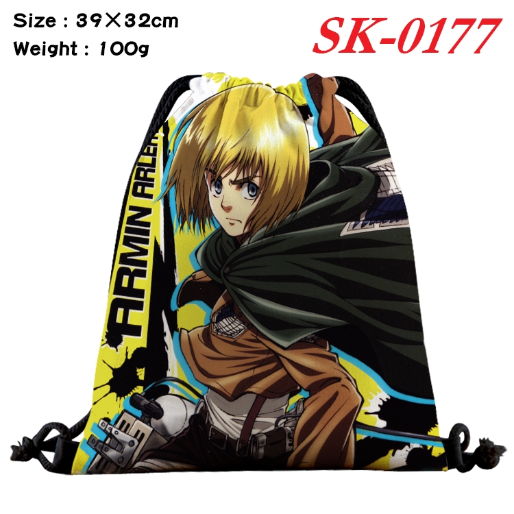 Shingeki no Kyojin cartoon Waterproof Nylon Full Color Drawstring Pocket 39x32cm SK-0177