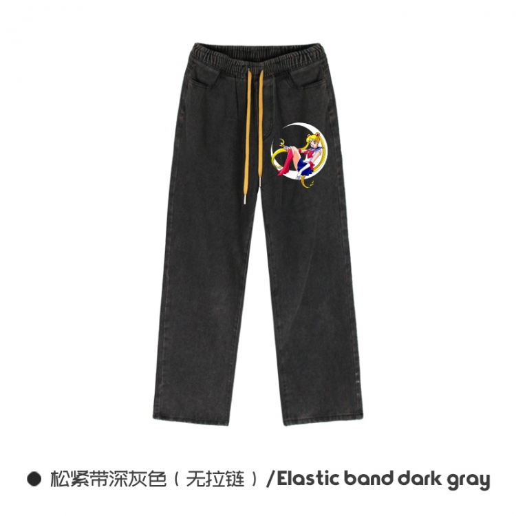 sailormoon  Elasticated No-Zip Denim Trousers from M to 3XL NZCK01-1
