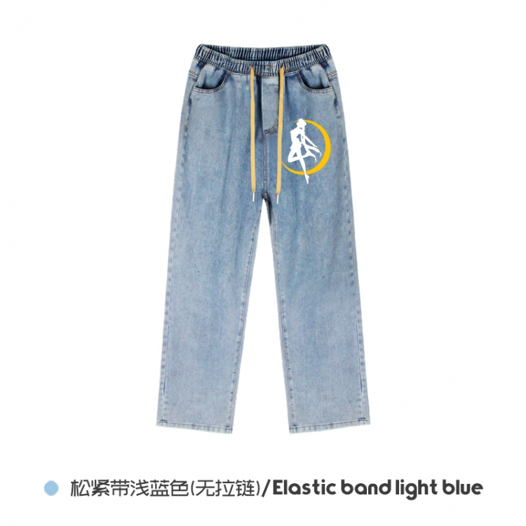 sailormoon  Elasticated No-Zip Denim Trousers from M to 3XL  NZCK02-7
