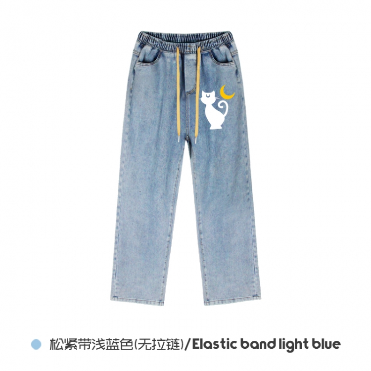 sailormoon  Elasticated No-Zip Denim Trousers from M to 3XL NZCK02-3