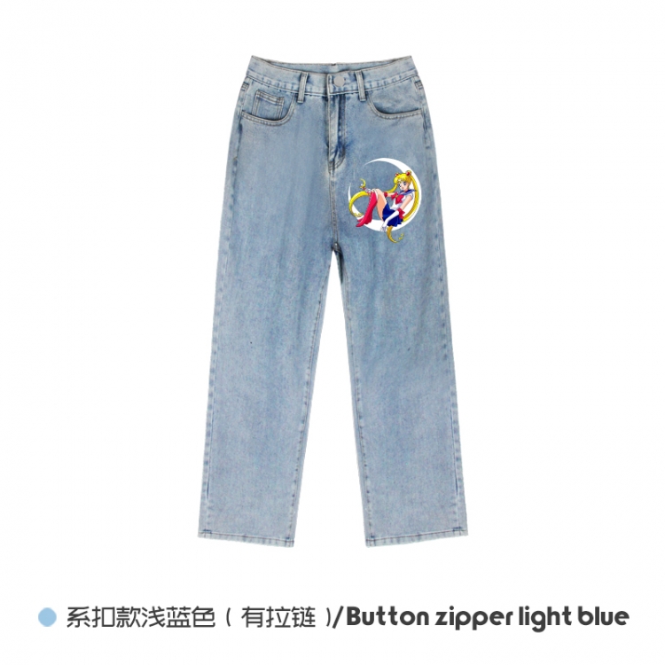 sailormoon  Elasticated No-Zip Denim Trousers from M to 3XL NZCK03-1