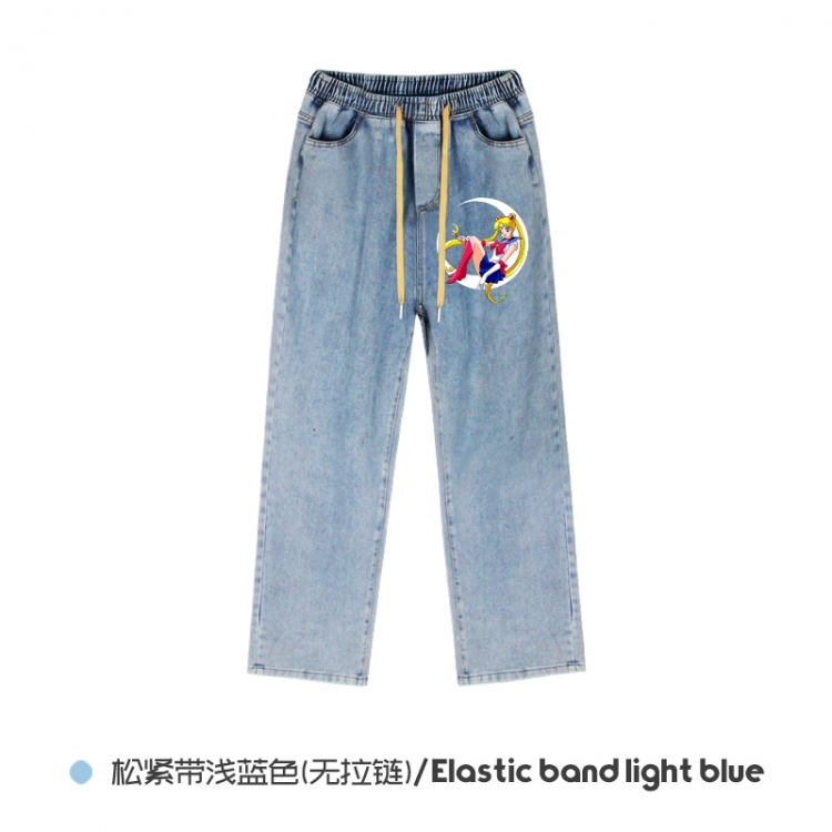 sailormoon  Elasticated No-Zip Denim Trousers from M to 3XL NZCK02-1