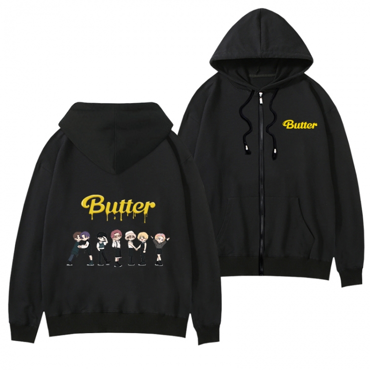 butter Black Hooded Thick Zip Jacket Sweatshirt from S to 3XL