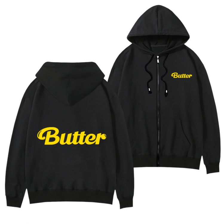 butter Black Hooded Thick Zip Jacket Sweatshirt from S to 3XL