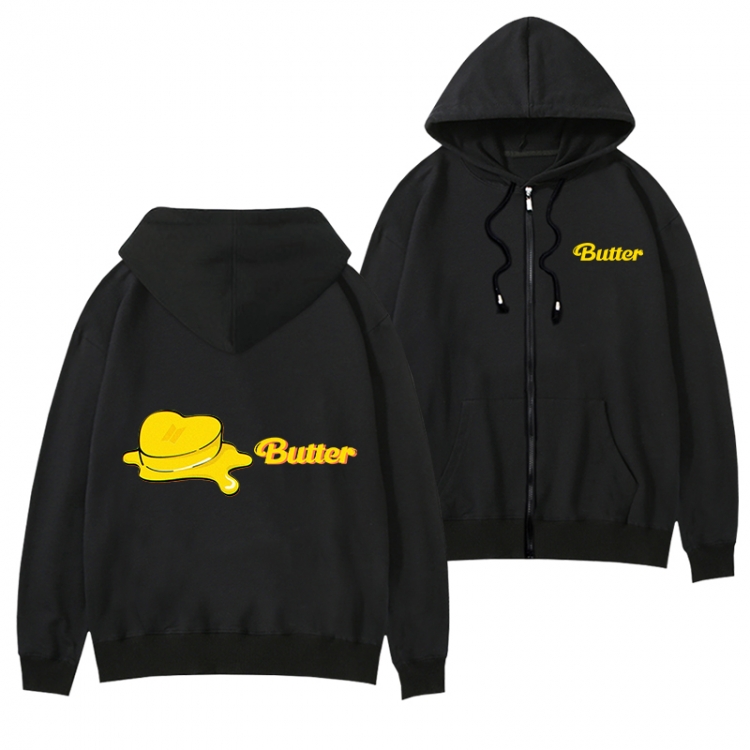 butter Black Hooded Thick Zip Jacket Sweatshirt from S to 3XL