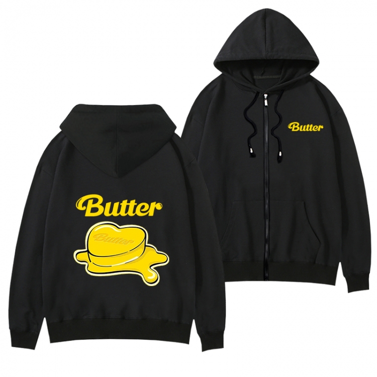 butter Black Hooded Thick Zip Jacket Sweatshirt from S to 3XL