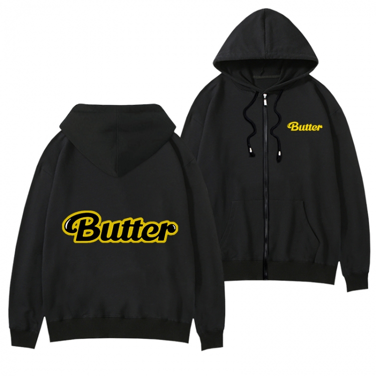 butter Black Hooded Thick Zip Jacket Sweatshirt from S to 3XL