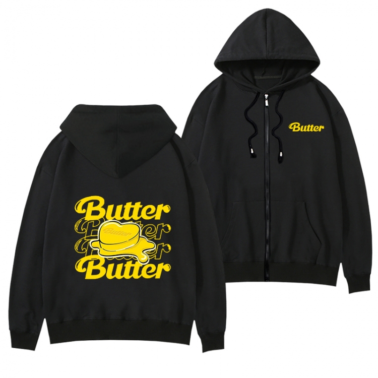 butter Black Hooded Thick Zip Jacket Sweatshirt from S to 3XL