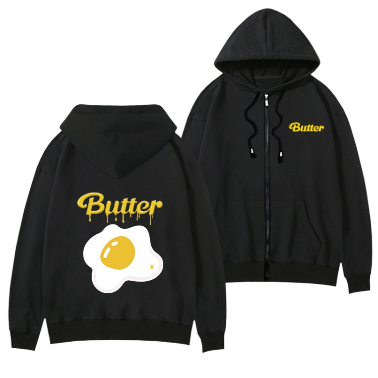 butter Black Hooded Thick Zip Jacket Sweatshirt from S to 3XL