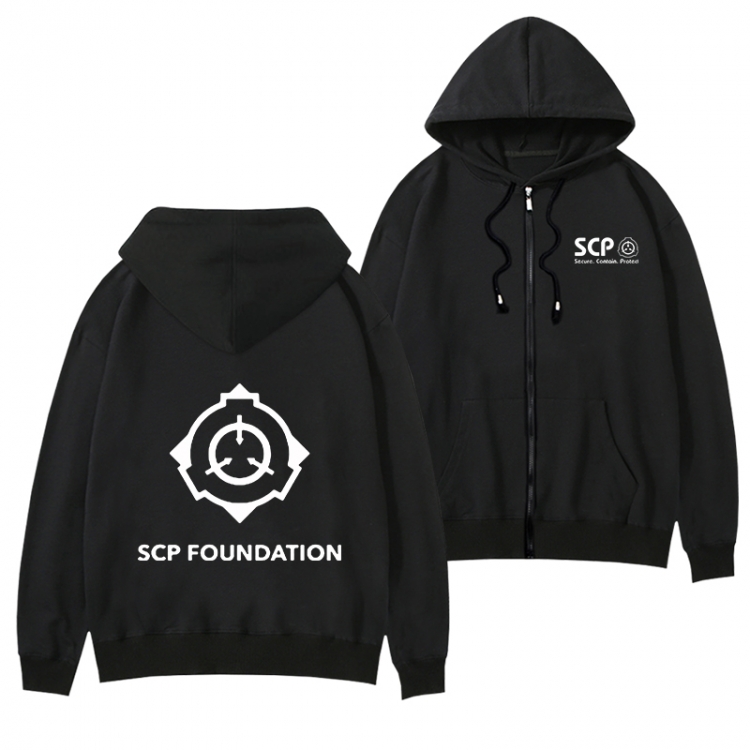 SCP Foundation Black Hooded Thick Zip Jacket Sweatshirt from S to 3XL