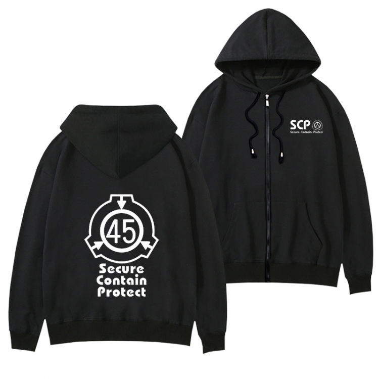 SCP Foundation Black Hooded Thick Zip Jacket Sweatshirt from S to 3XL