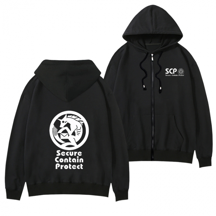 SCP Foundation Black Hooded Thick Zip Jacket Sweatshirt from S to 3XL