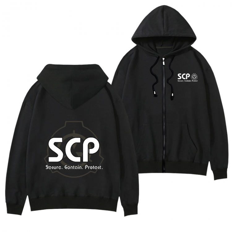 SCP Foundation Black Hooded Thick Zip Jacket Sweatshirt from S to 3XL