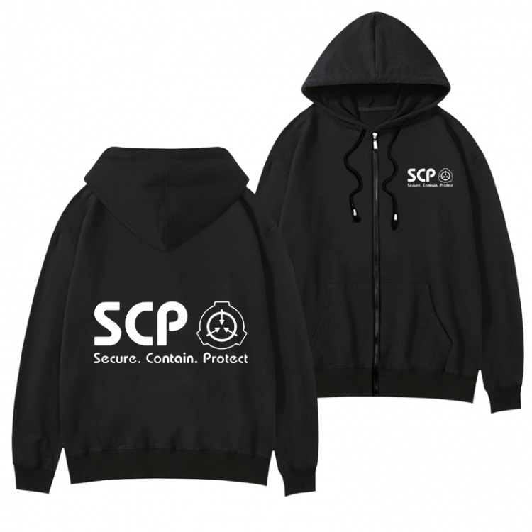 SCP Foundation Black Hooded Thick Zip Jacket Sweatshirt from S to 3XL