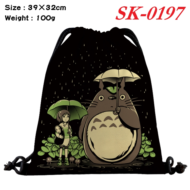 TOTORO cartoon Waterproof Nylon Full Color Drawstring Pocket 39x32cm SK-0197