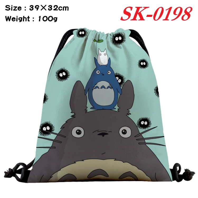 TOTORO cartoon Waterproof Nylon Full Color Drawstring Pocket 39x32cm SK-0198