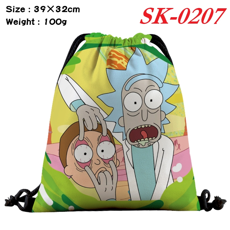 Rick and Morty cartoon Waterproof Nylon Full Color Drawstring Pocket 39x32cm SK-0207