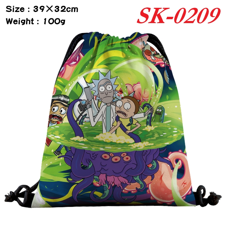 Rick and Morty cartoon Waterproof Nylon Full Color Drawstring Pocket 39x32cm SK-0209