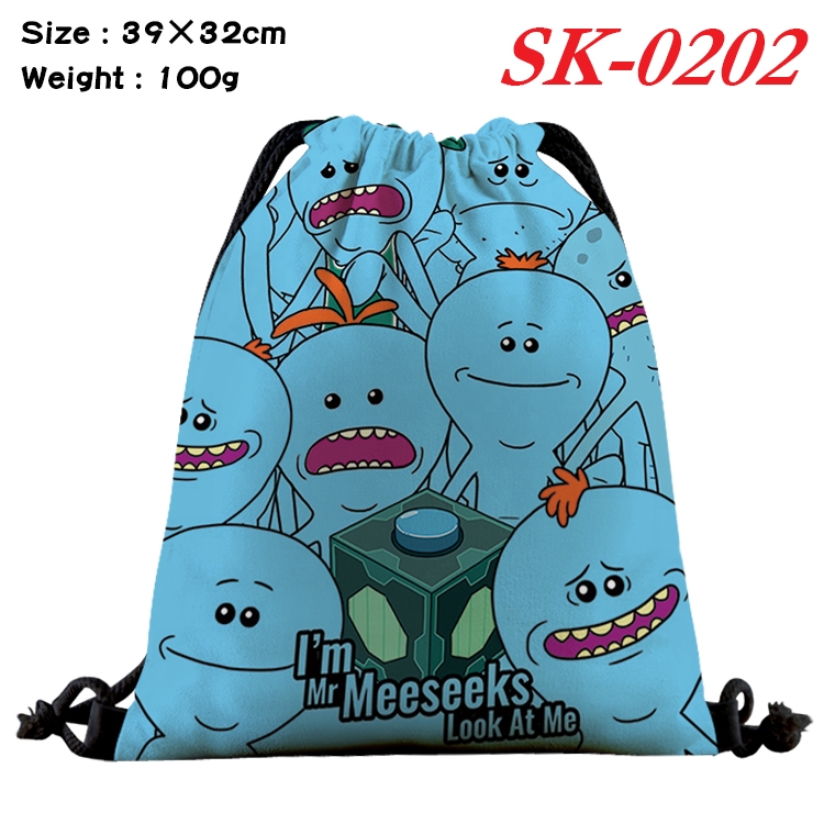 Rick and Morty cartoon Waterproof Nylon Full Color Drawstring Pocket 39x32cm SK-0202
