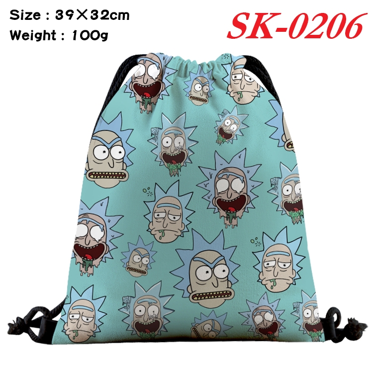 Rick and Morty cartoon Waterproof Nylon Full Color Drawstring Pocket 39x32cm SK-0206