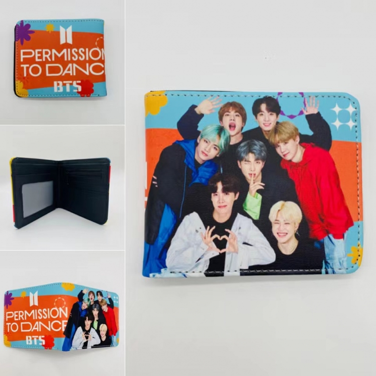 BTS Full color  Two fold short card case wallet 11X9.5CM