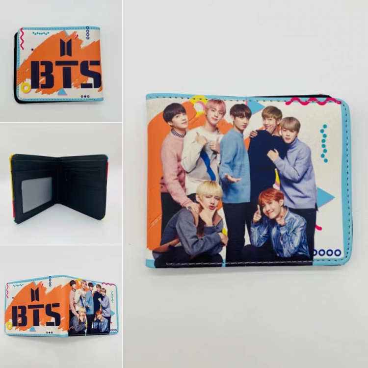 BTS Full color  Two fold short card case wallet 11X9.5CM