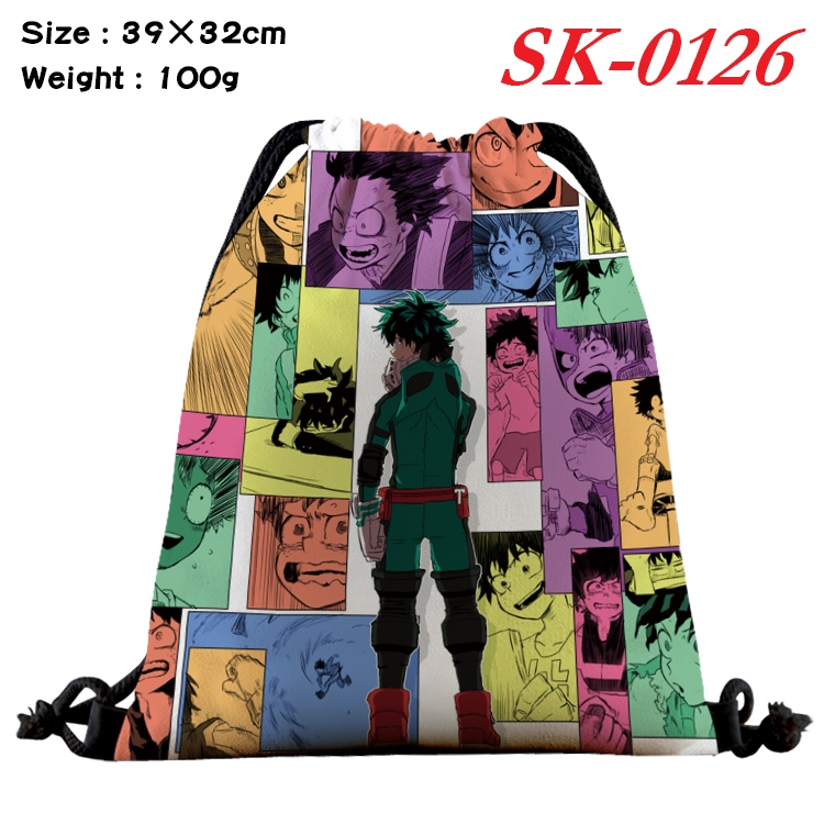 My Hero Academia cartoon Waterproof Nylon Full Color Drawstring Pocket 39x32cm SK-0126