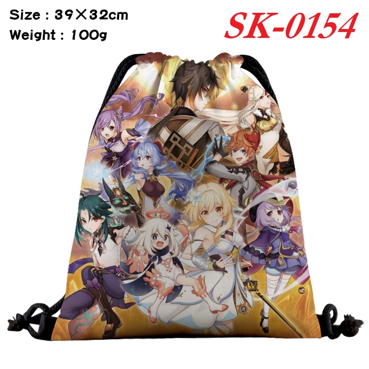 Genshin Impact  cartoon Waterproof Nylon Full Color Drawstring Pocket 39x32cm SK-0154