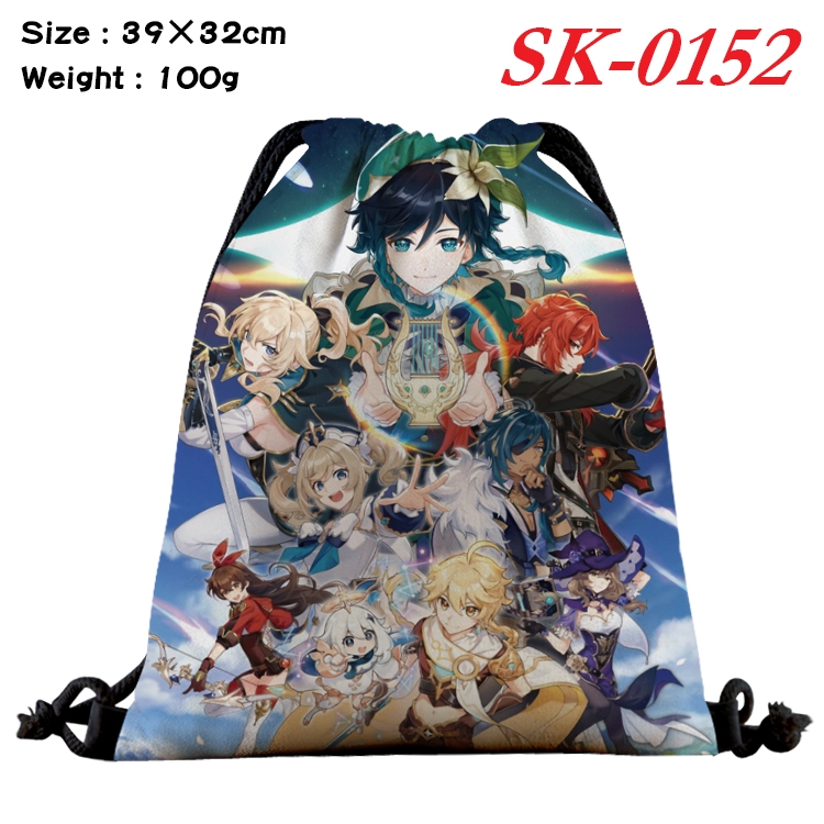 Genshin Impact  cartoon Waterproof Nylon Full Color Drawstring Pocket 39x32cm SK-0152