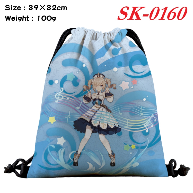 Genshin Impact  cartoon Waterproof Nylon Full Color Drawstring Pocket 39x32cm SK-0160