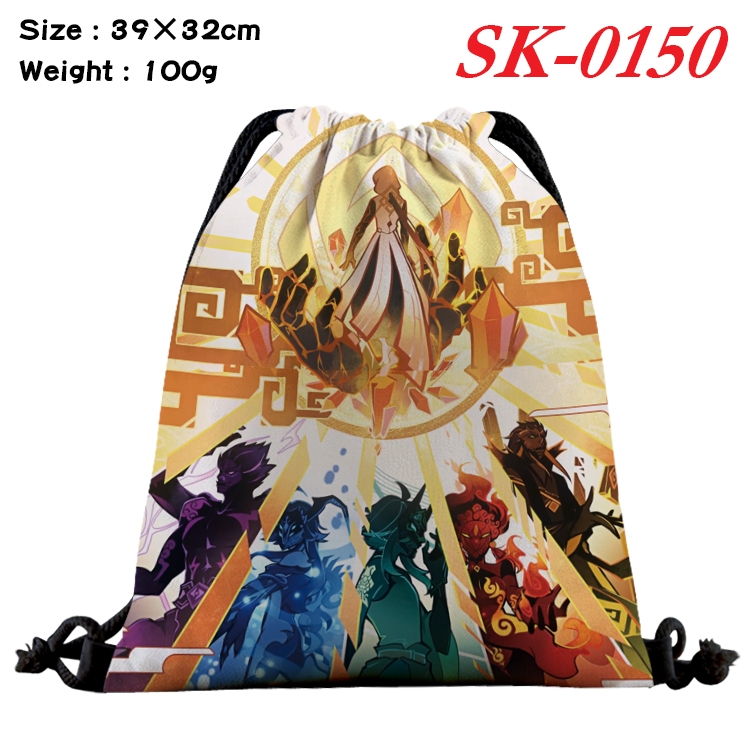 Genshin Impact  cartoon Waterproof Nylon Full Color Drawstring Pocket 39x32cm SK-0150