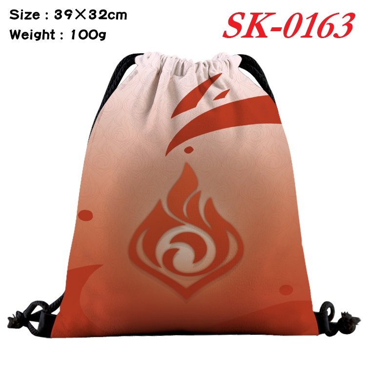 Genshin Impact  cartoon Waterproof Nylon Full Color Drawstring Pocket 39x32cm SK-0163