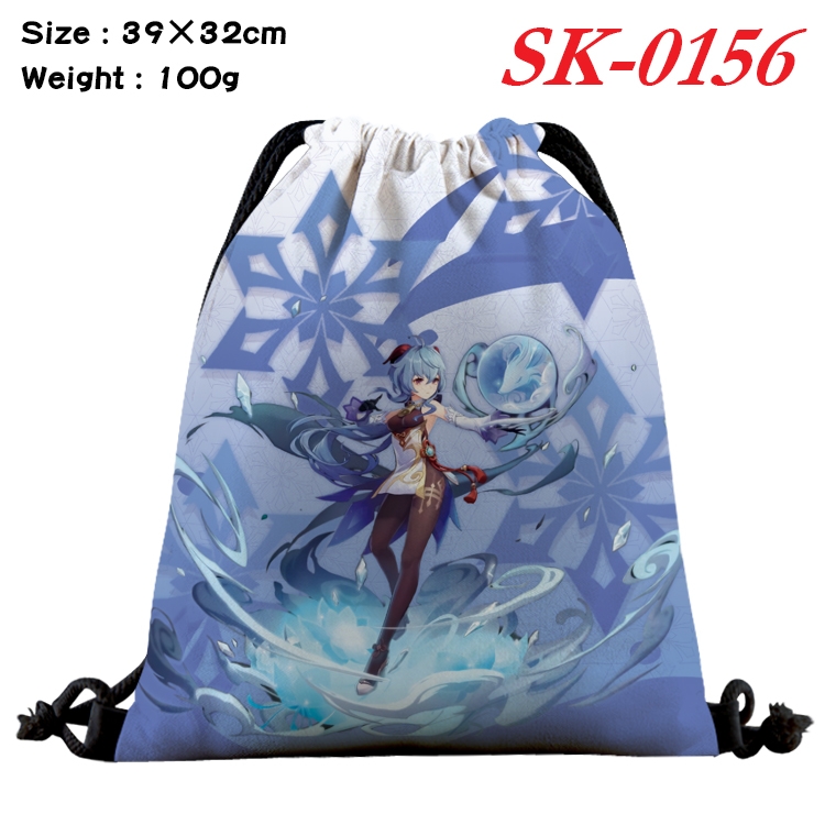 Genshin Impact  cartoon Waterproof Nylon Full Color Drawstring Pocket 39x32cm SK-0156