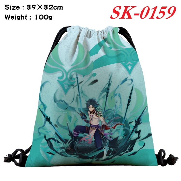 Genshin Impact  cartoon Waterproof Nylon Full Color Drawstring Pocket 39x32cm SK-0159