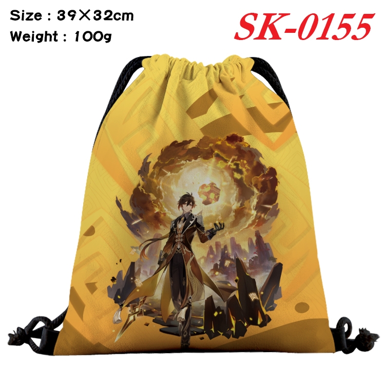 Genshin Impact  cartoon Waterproof Nylon Full Color Drawstring Pocket 39x32cm SK-0155