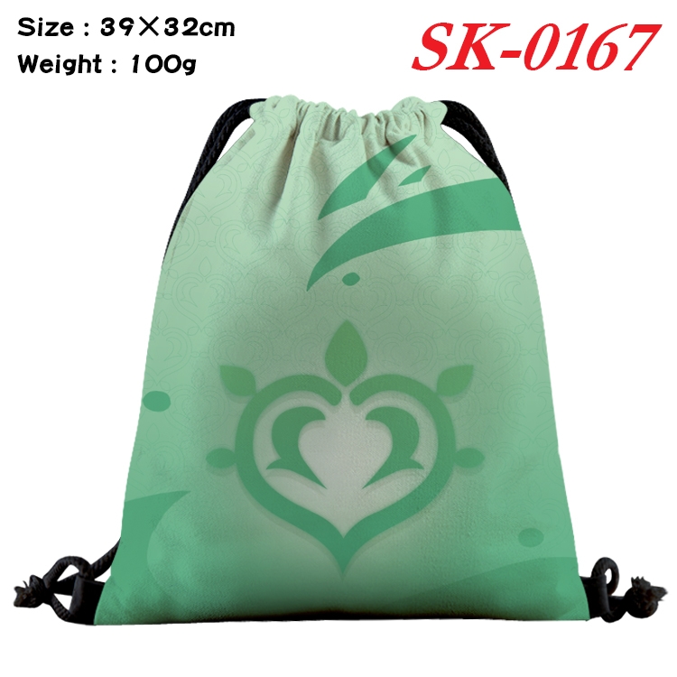 Genshin Impact  cartoon Waterproof Nylon Full Color Drawstring Pocket 39x32cm SK-0167