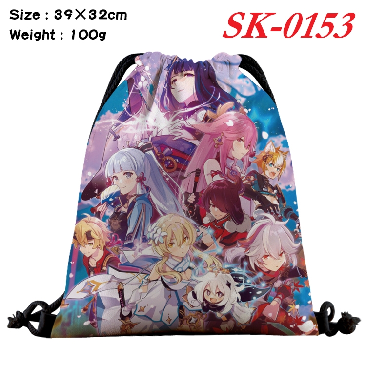 Genshin Impact  cartoon Waterproof Nylon Full Color Drawstring Pocket 39x32cm SK-0153